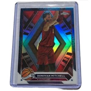 2024 Topps Chrome Donovan Mitchell Blue Cheetah Cleveland Cavaliers Card Mint